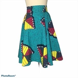 Nwot 𝅺AFRICAN Print 006 BOX PLEATS & Side Pockets Skirt